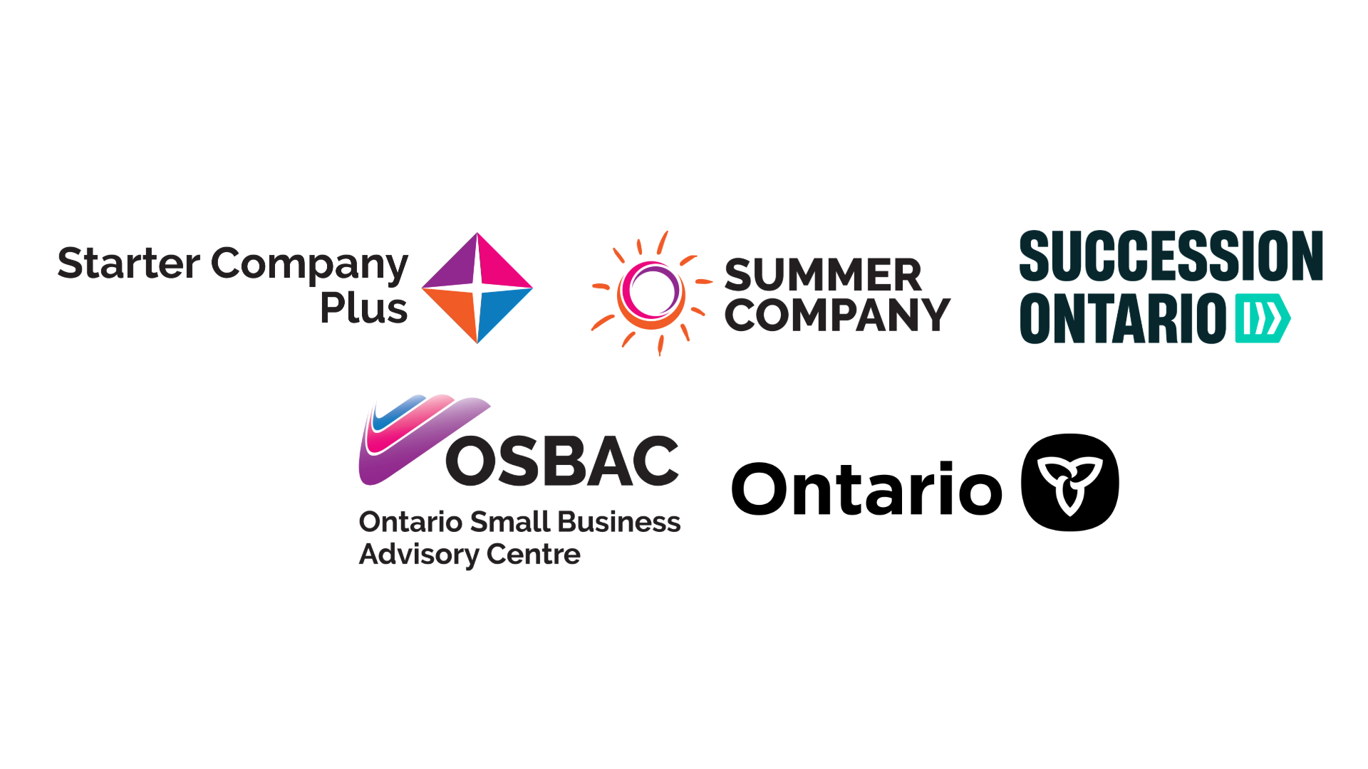 OSBAC, Province of Ontario, Starter Company Plus, Summer Company, and Succession Ontario logos