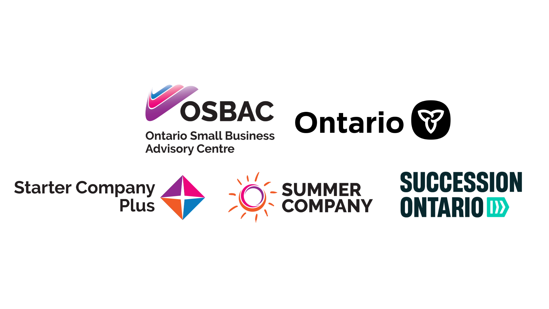 OSBAC, Province of Ontario, Starter Company Plus, Summer Company, and Succession Ontario logos